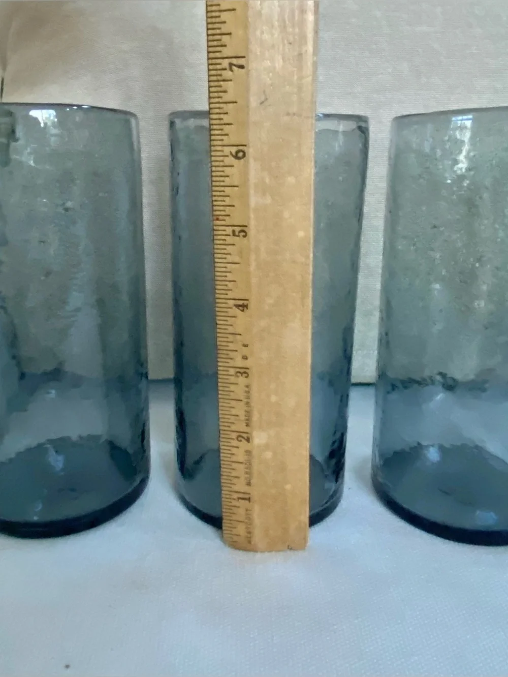 Set of 4 Handblown Smoky Gray Hammered Glass Tumbler Glasses Pottery Barn ?